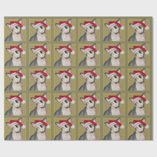 Sphynx猫のサンタのクリスマスの紙 ラッピングペーパー (フラット)