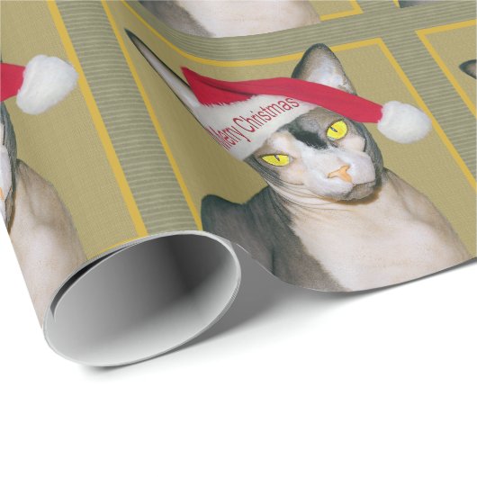 Sphynx猫のサンタのクリスマスの紙 ラッピングペーパー (ロールコーナー)