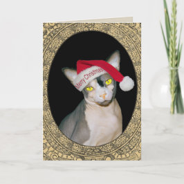 Sphynx猫のサンタのクリスマス カード