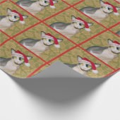 Sphynx猫のサンタの花柄のクリスマス ラッピングペーパー (角)