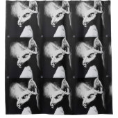 Sphynx猫のネコ科の黒く及び白い元の芸術 シャワーカーテン (正面)