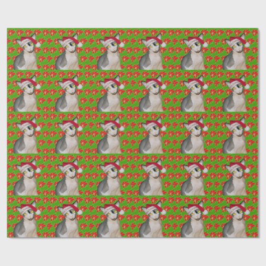 Sphynx猫の忍者のサンタのクリスマスのHoliの緑のギフト ラッピングペーパー (フラット)