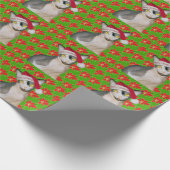 Sphynx猫の忍者のサンタのクリスマスのHoliの緑のギフト ラッピングペーパー (角)