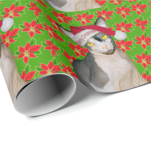 Sphynx猫の忍者のサンタのクリスマスのHoliの緑のギフト ラッピングペーパー (ロールコーナー)