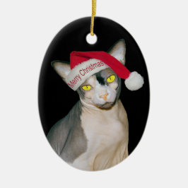 Sphynx猫の忍者のサンタのクリスマス セラミックオーナメント
