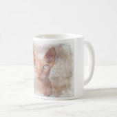 Sphynx猫の水彩画 コーヒーマグカップ (正面右)