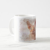 Sphynx猫の水彩画 コーヒーマグカップ (正面左)