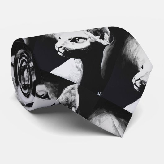 Sphynx猫の白黒のコントラストの子猫のポートレートの芸術 ネクタイ (ロール)