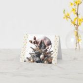 Sphynx猫クリスマスカード カード (黄色い花)