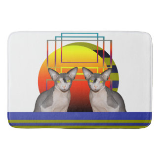 Sphynx猫レックス猫による幾何学的で熱狂するな猫のデザイン バスマット