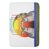 Sphynx猫レックス猫による幾何学的で熱狂するな猫のデザイン バスマット (正面縦)