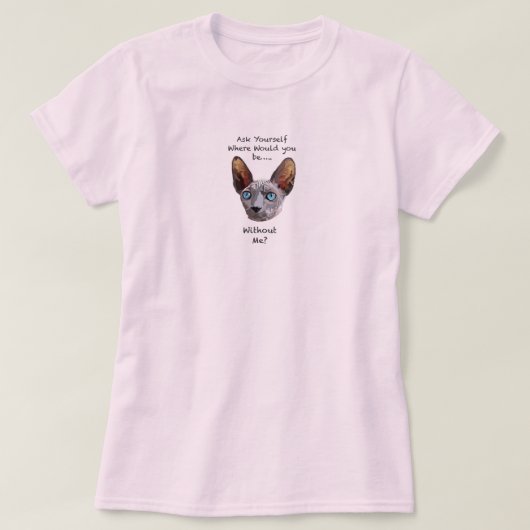 Sphynx猫手描きデジタルアート Tシャツ (デザイン正面)