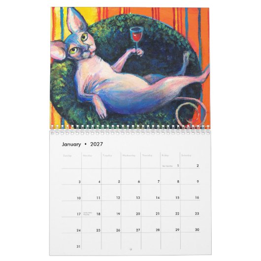Sphynx猫2013の壁掛けカレンダーSvetlana Novikova カレンダー (1月 2027)