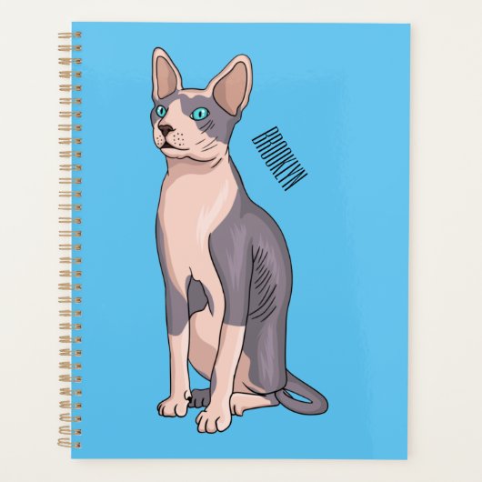 Sphynx cat cartoon illustration プランナー手帳 (正面)