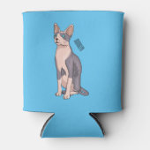 Sphynx cat cartoon illustration 缶クーラー (正面)