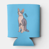 Sphynx cat cartoon illustration 缶クーラー (裏面)