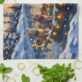 Sphynx Cat Christmas Boat Holiday キッチンタオル (折り畳み)