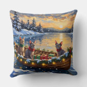 Sphynx Cat Christmas Boat Holiday クッション (裏面)