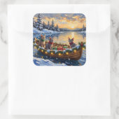 Sphynx Cat Christmas Boat Holiday スクエアシール (バッグ)