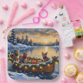 Sphynx Cat Christmas Boat Holiday ペーパープレート (パーティー)