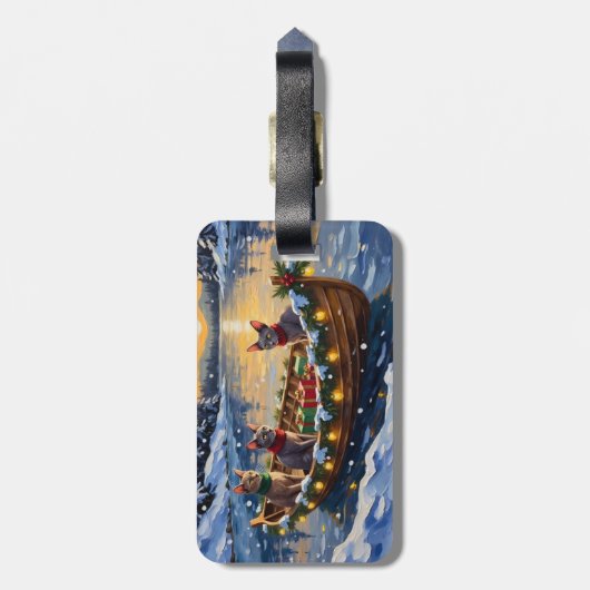 Sphynx Cat Christmas Boat Holiday ラゲッジタグ (裏面縦)