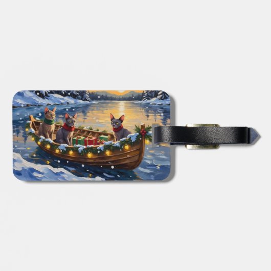 Sphynx Cat Christmas Boat Holiday ラゲッジタグ (裏面横)