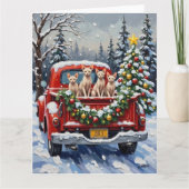 Sphynx Cat Christmas Red Truck Holiday カード (正面)