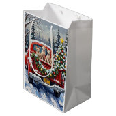Sphynx Cat Christmas Red Truck Holiday ミディアムペーパーバッグ (裏面アングル)