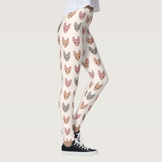 Sphynx Cat Cute Unique Pet Pattern レギンス (右)