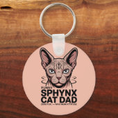 Sphynx Cat Dad Funny Vector Art キーホルダー (裏面)