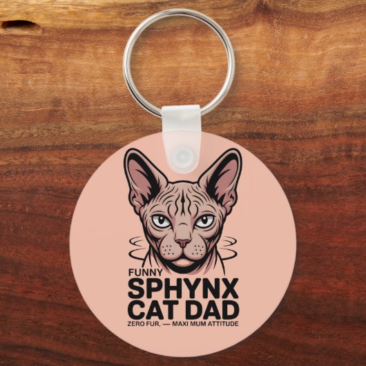 Sphynx Cat Dad Funny Vector Art キーホルダー (裏面)