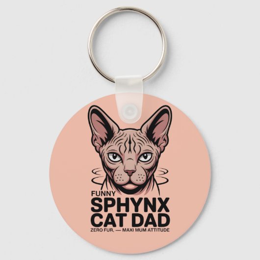 Sphynx Cat Dad Funny Vector Art キーホルダー (裏面)