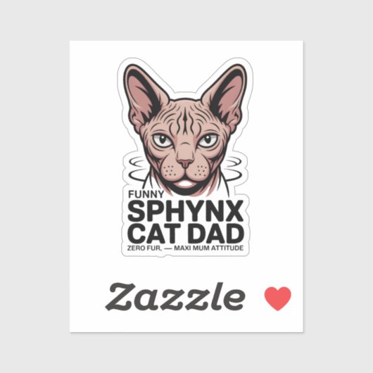 Sphynx Cat Dad Funny Vector Art シール (シート)