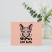 Sphynx Cat Dad Funny Vector Art ポストカード (スタンド正面)