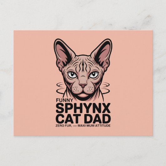 Sphynx Cat Dad Funny Vector Art ポストカード (正面)