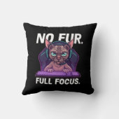 Sphynx Cat Gamer Full Focus Neon Art クッション (裏面)