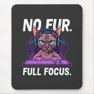 Sphynx Cat Gamer Full Focus Neon Art マウスパッド