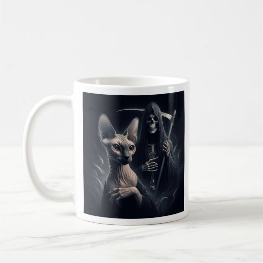 Sphynx Cat Grim Reaper コーヒーマグカップ (左)