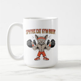 Sphynx Cat Gym Buddy Cartoon Fitness Art コーヒーマグカップ