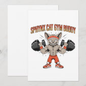Sphynx Cat Gym Buddy Cartoon Fitness Art シーズンカード (正面/裏面)