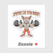 Sphynx Cat Gym Buddy Cartoon Fitness Art シール (シート)