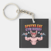 Sphynx Cat Gym Buddy Muscular Cartoon キーホルダー (正面)