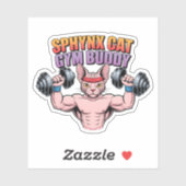 Sphynx Cat Gym Buddy Muscular Cartoon シール (シート)