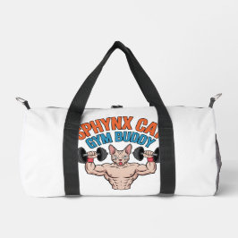 Sphynx Cat Gym Buddy Muscular Cartoon Art ダッフルバッグ