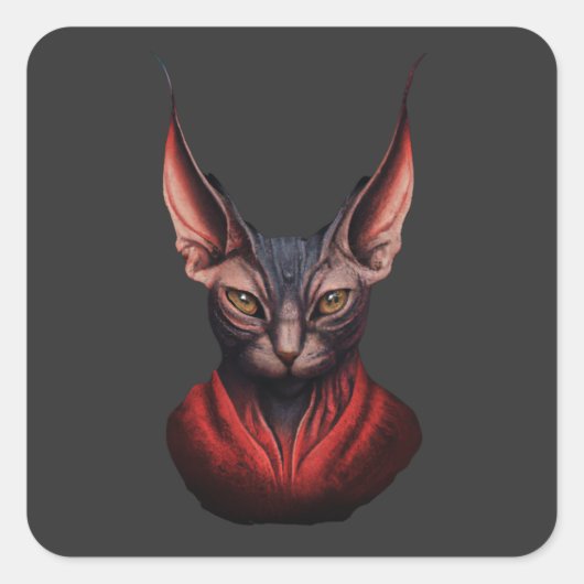 Sphynx Cat - Half Cat, Half Devil, Master Sphynx # スクエアシール (正面)