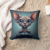 Sphynx Cat Holding Game Controller クッション (ブランケット)