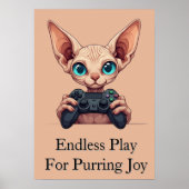 Sphynx Cat Holding Game Controller ポスター (正面)