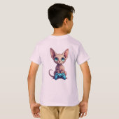Sphynx Cat Holding Game Controller Tシャツ (裏面フル)