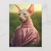 Sphynx Cat in Outfit – Playful Nature Art ポストカード (正面)