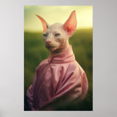 Sphynx Cat in Outfit – Vibrant Nature Art ポスター (正面)